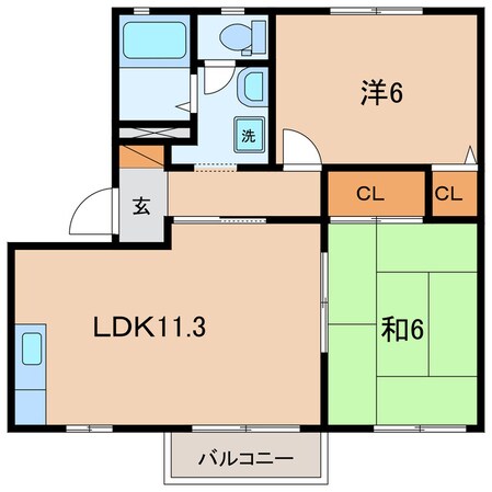 港前 徒歩6分 2階の物件間取画像